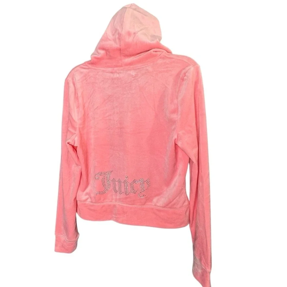 Juicy Couture Bling Velour Tracksuit Hoodie Shorts Set Flamingo Pink L NWT